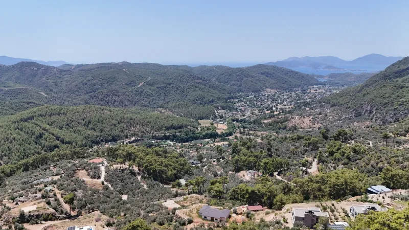 İnlice Kaptanların Villaları Zeytinlik – Kuş Bakışı Vadi ve Deniz Manzarası