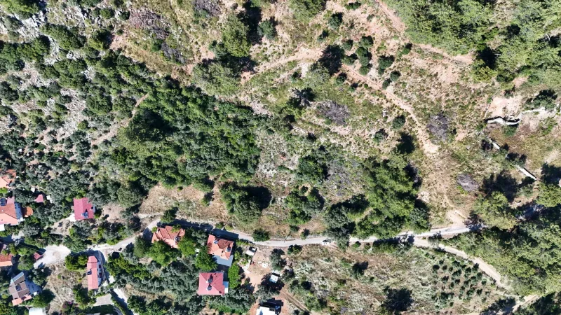 Göcek Belenpınar'da Deniz Manzaralı Satılık Tarla – Parsel Alanı, Yakın Kuşbakışı Görünüm